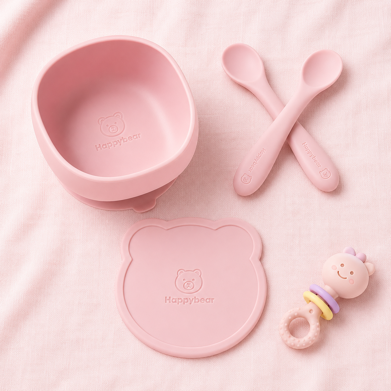HappyBear Feeding Set in Pastel Pink