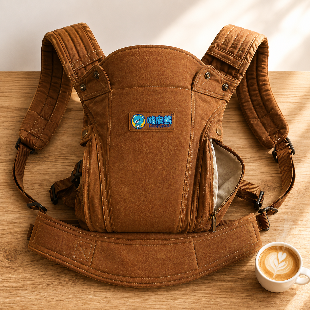 HipSeat Deluxe Carrier in Warm Brown